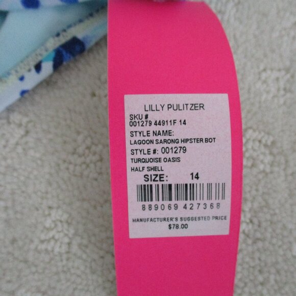 LILLY PULITZER LAGOON SARONG TURQUOISE OASIS HALF SHELL BOTTOMS! - Picture 7 of 8